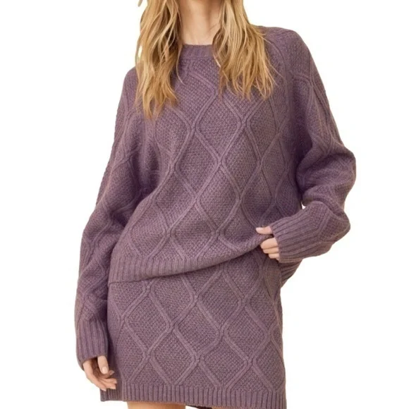 Harper Lane Purple Amelia Knit Pullover Wool Cashmere Sweater Size Large - Picture 1 of 11